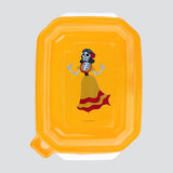 Contenedor Transparente Día de Muertos, Tapa Color Naranja, 2 pzas