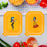 Contenedor Transparente Día de Muertos, Tapa Color Naranja, 2 pzas