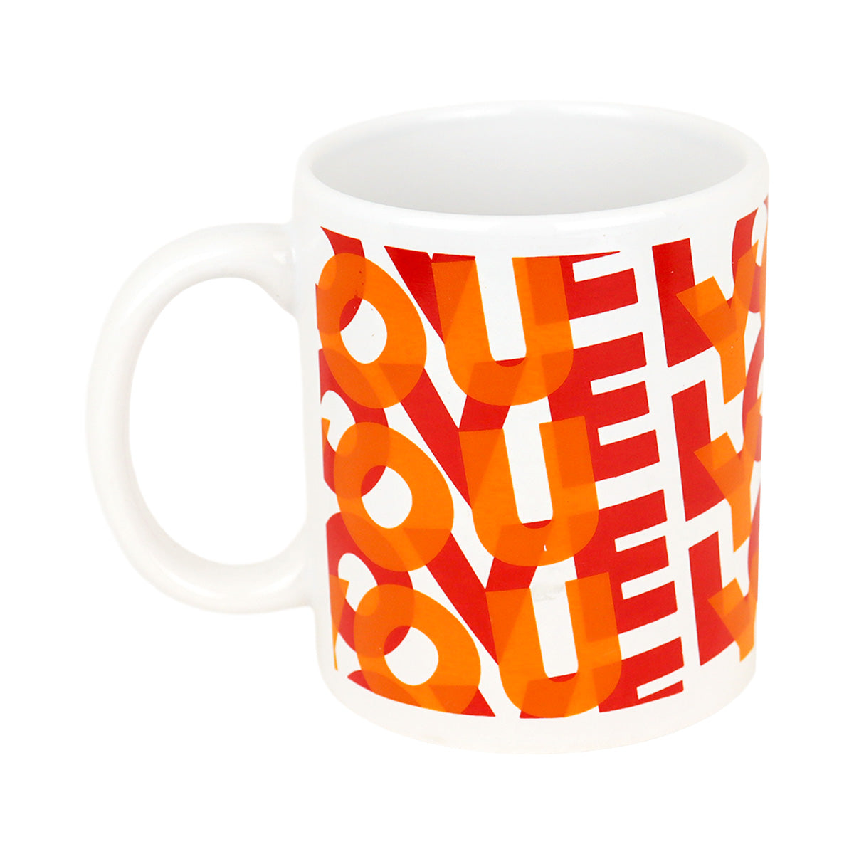 Taza de Cerámica con Estampado Love, color Naranja