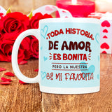 Taza de Cerámica con Estampado de Corazones, color Aqua