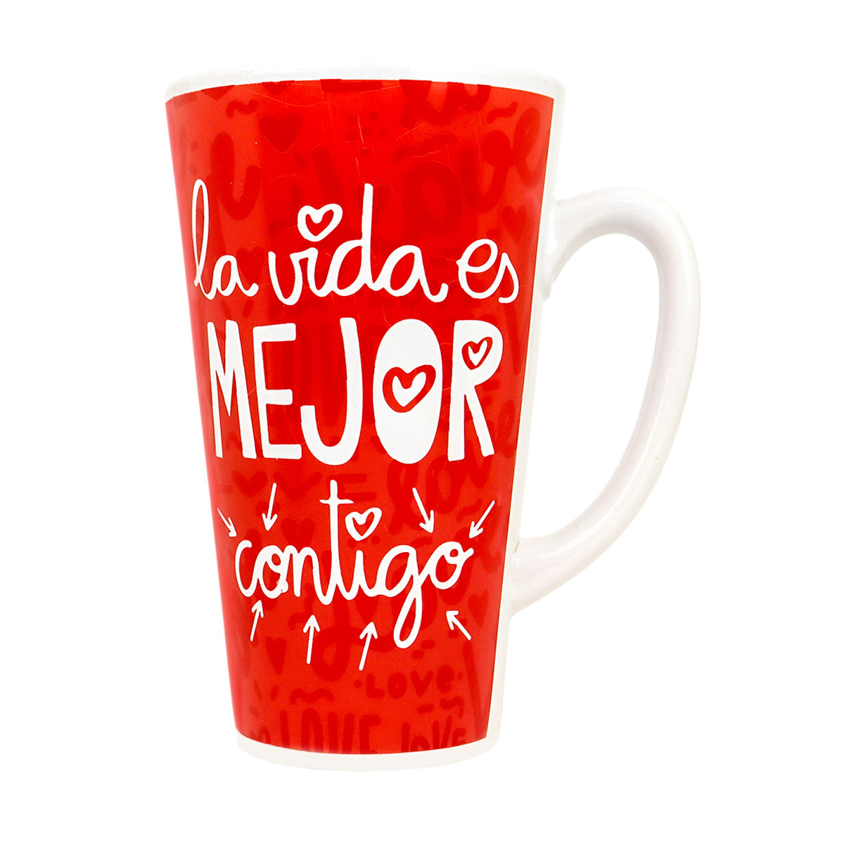 Taza de Cerámica "La vida es mejor contigo", color Rojo