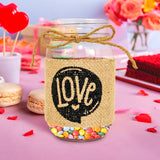 Mason Jar de Vidrio Decorado con Yute, "Love"