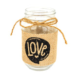 Mason Jar de Vidrio Decorado con Yute, "Love"