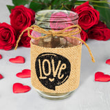 Mason Jar de Vidrio Decorado con Yute, "Love"