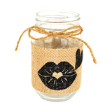 Mason Jar de Vidrio Decorado con Yute, Beso