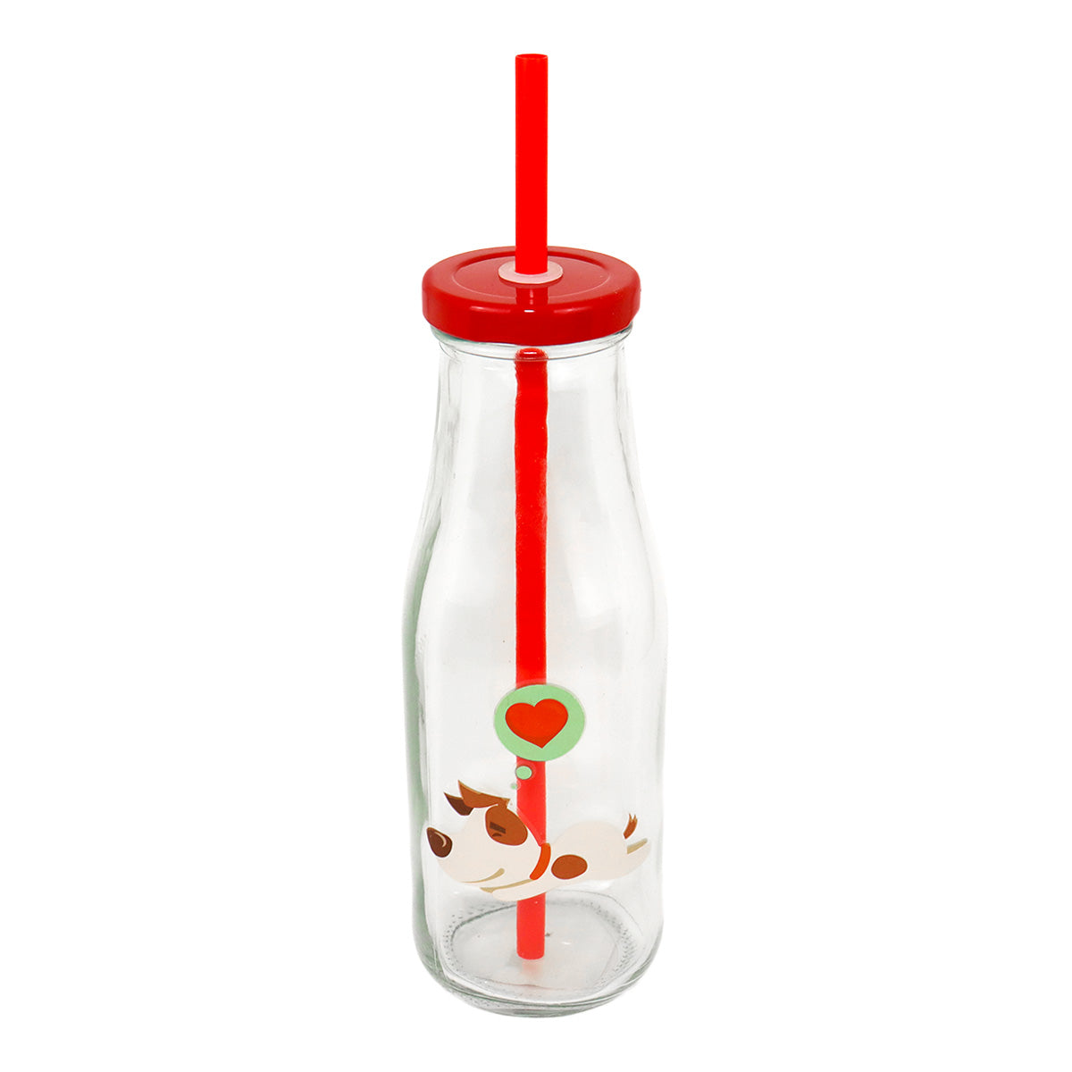 Botella de vidrio decorada para San Valentín, Diseño Perrito