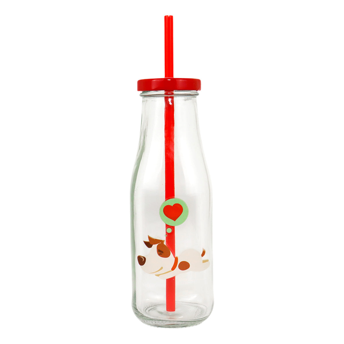 Botella de vidrio decorada para San Valentín, Diseño Perrito