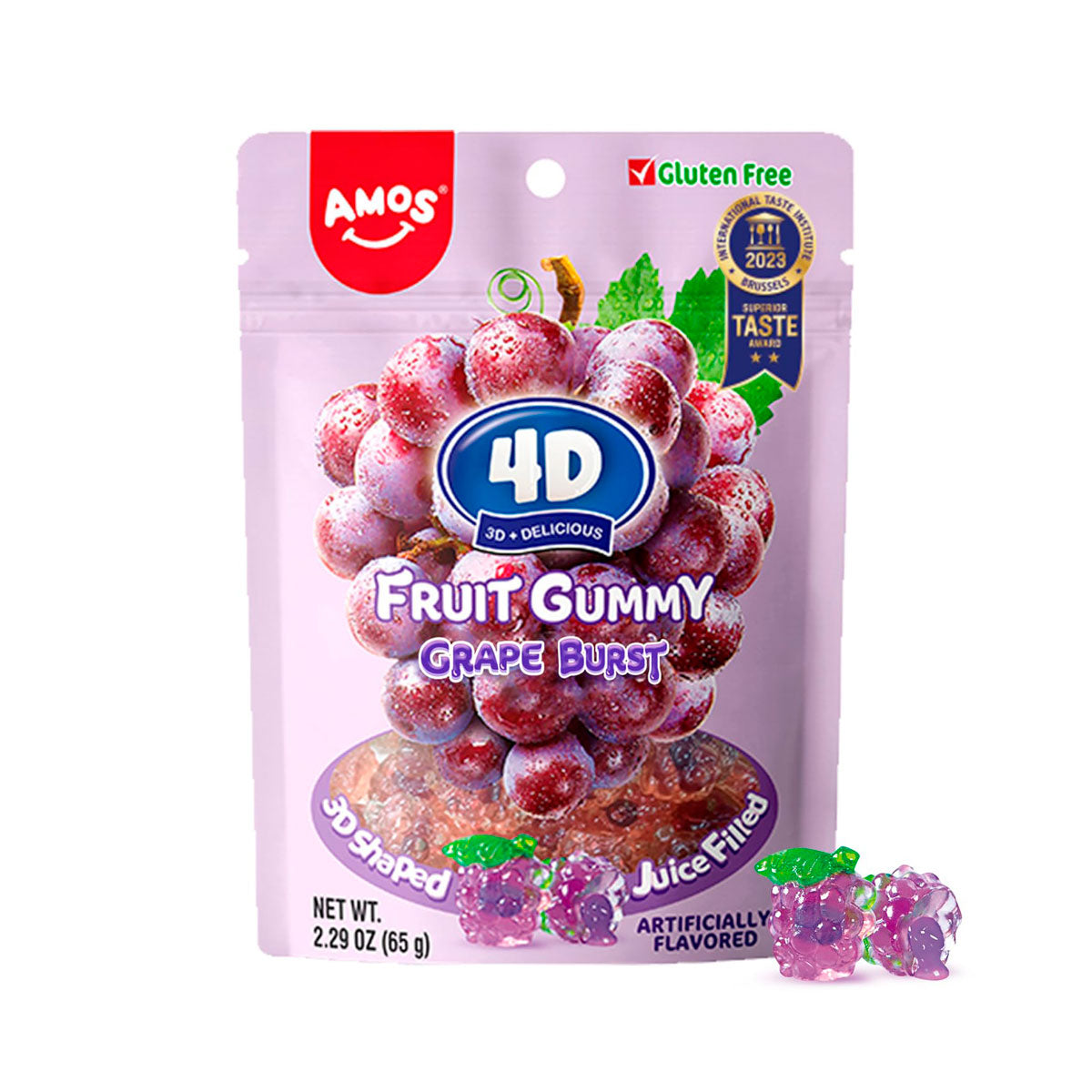 Gomitas 4D en Forma y Sabor Uva, Amos 62 gr.