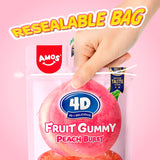 Gomitas Pelables en Forma y Sabor Durazno, Amos 62 gr.