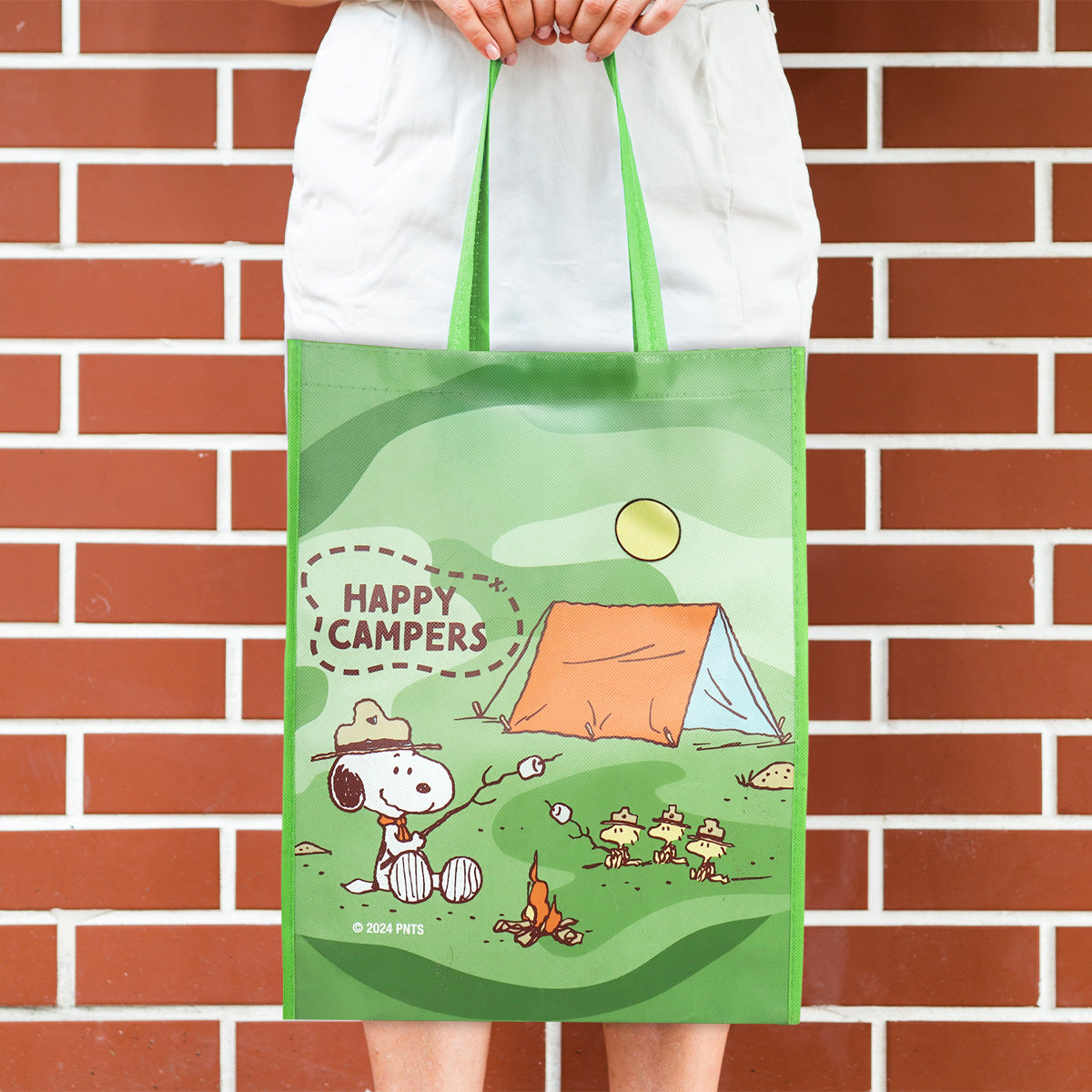 Bolsa Snoopy de Tela Non Woven, color Verde