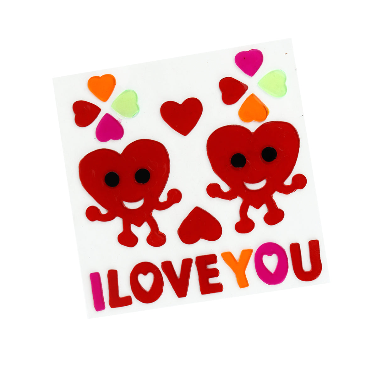 Stickers de Gel para Ventana, Corazones "I Love You"