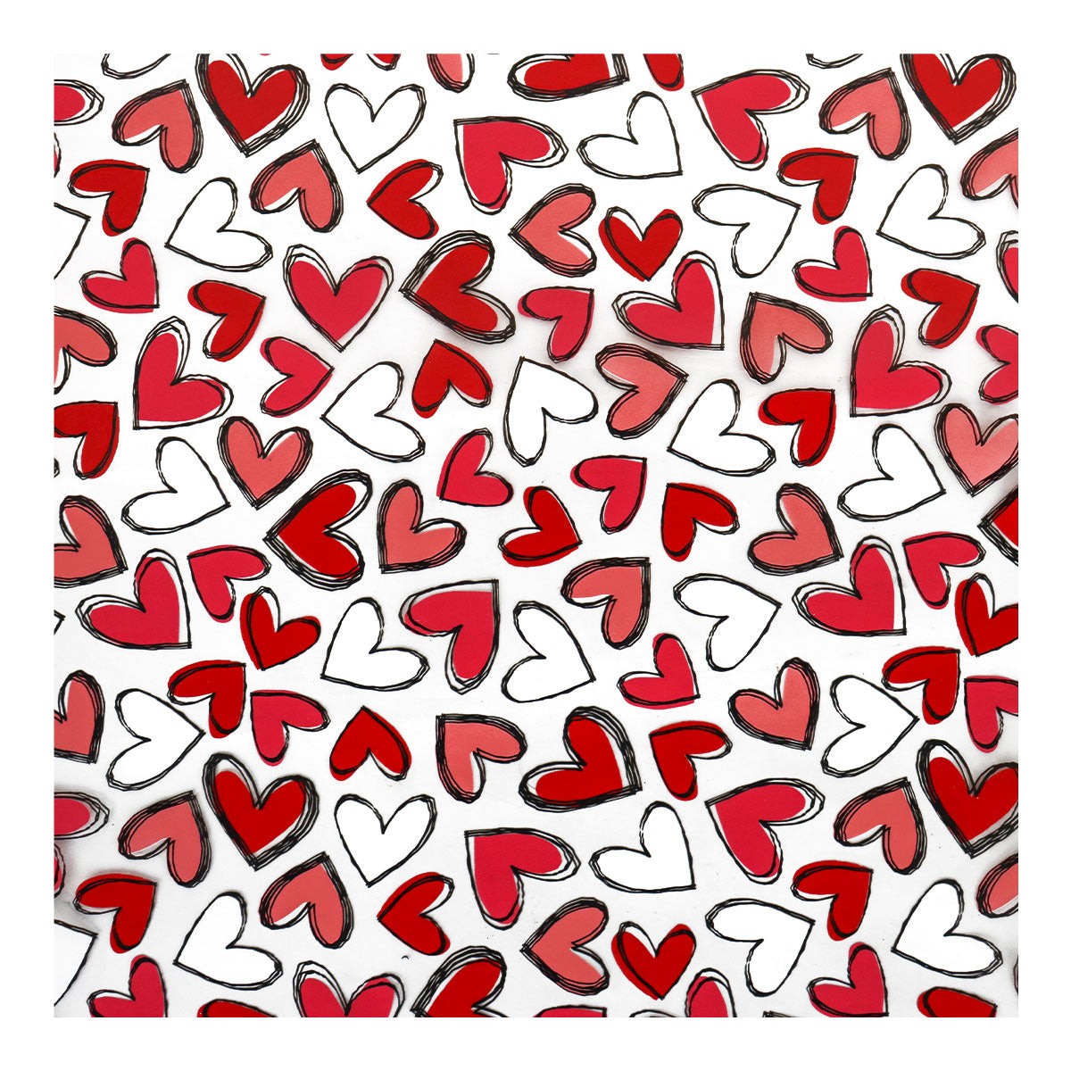 Papel de Regalo de Corazones, color Rojo con Blanco