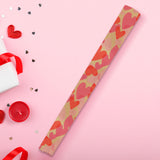 Papel de Regalo Kraft de Corazones, color Rojo con Rosa