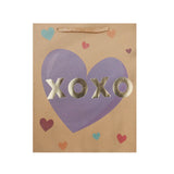 Bolsa de Papel Kraft para Regalo, Decorada con Corazones XOXO