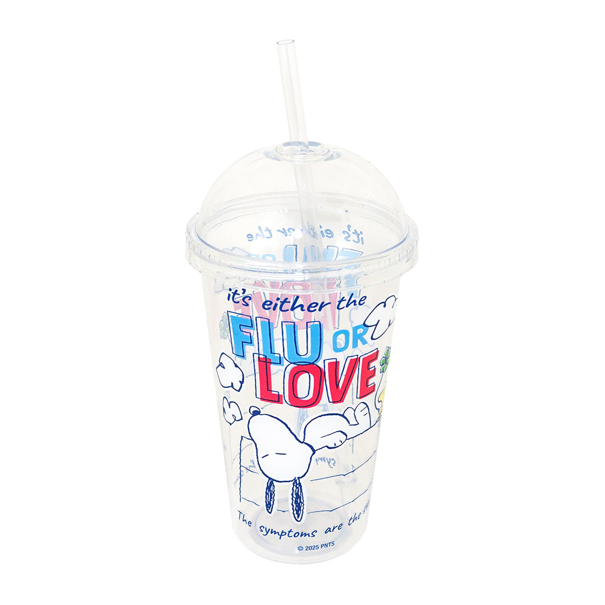 Vaso " Flu or Love" Peanuts de Plástico con Tapa