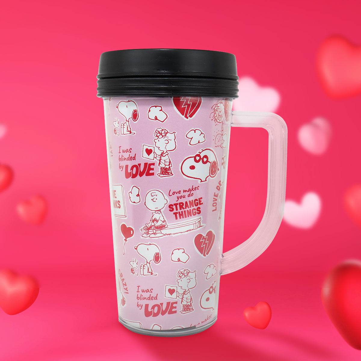 Termo con Diseño Peanuts "Love", color Rosa