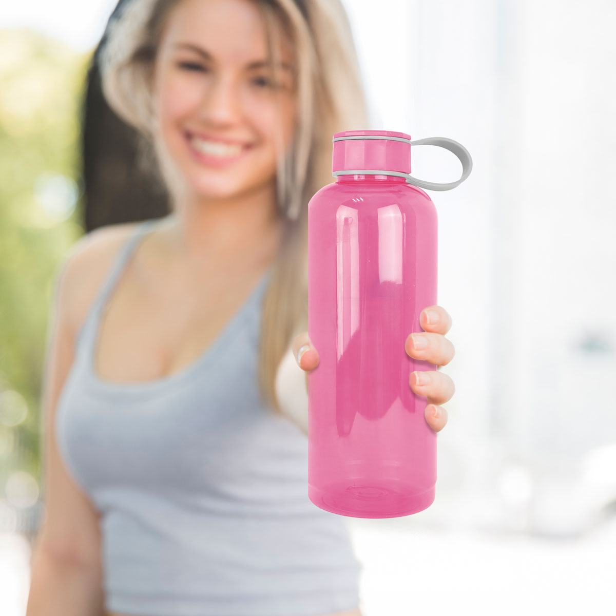 Cilindro de Agua de Plástico, Color Rosa, 900 ml