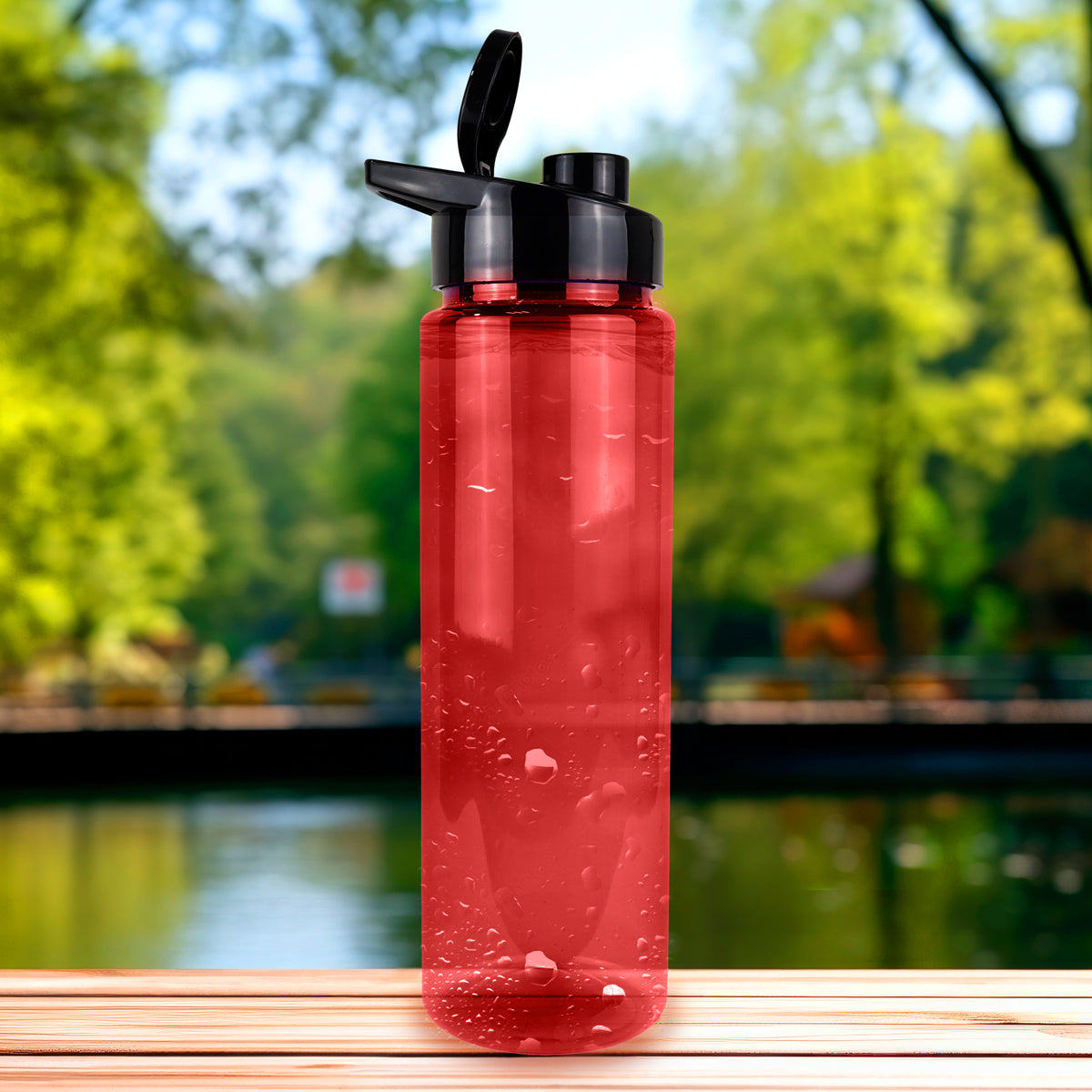 Botella de Agua de Plástico, Color Rojo, 900 ml
