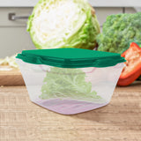 Contenedor Transparente, Tapa Color Verde, 500 ml