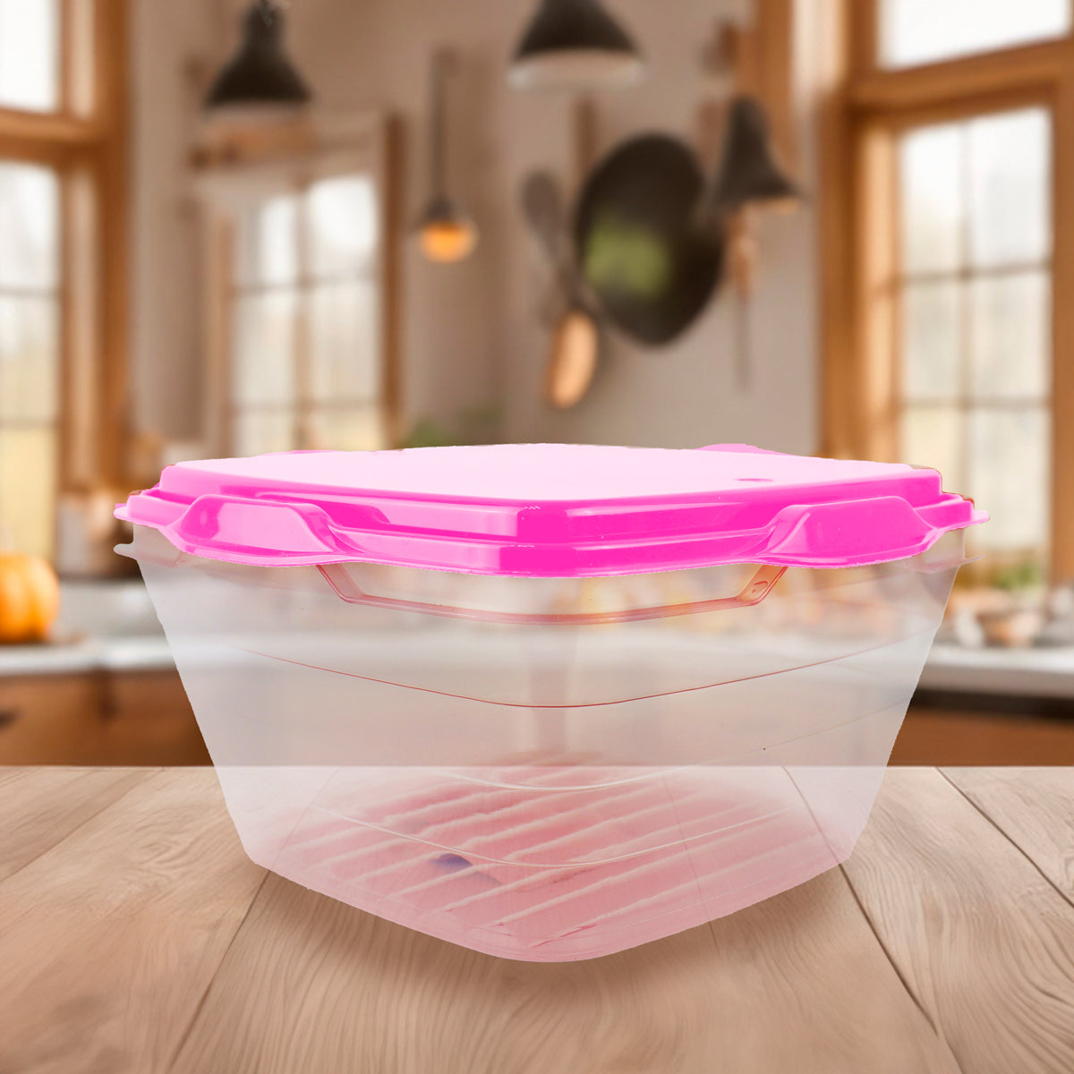 Contenedor Transparente, Tapa Color Rosa, 1 L