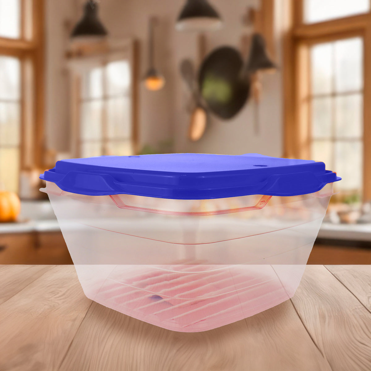 Contenedor Transparente, Tapa Color Azul, 1 L
