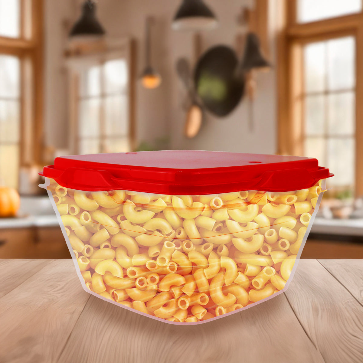 Contenedor Transparente, Tapa Color Rojo, 1 L