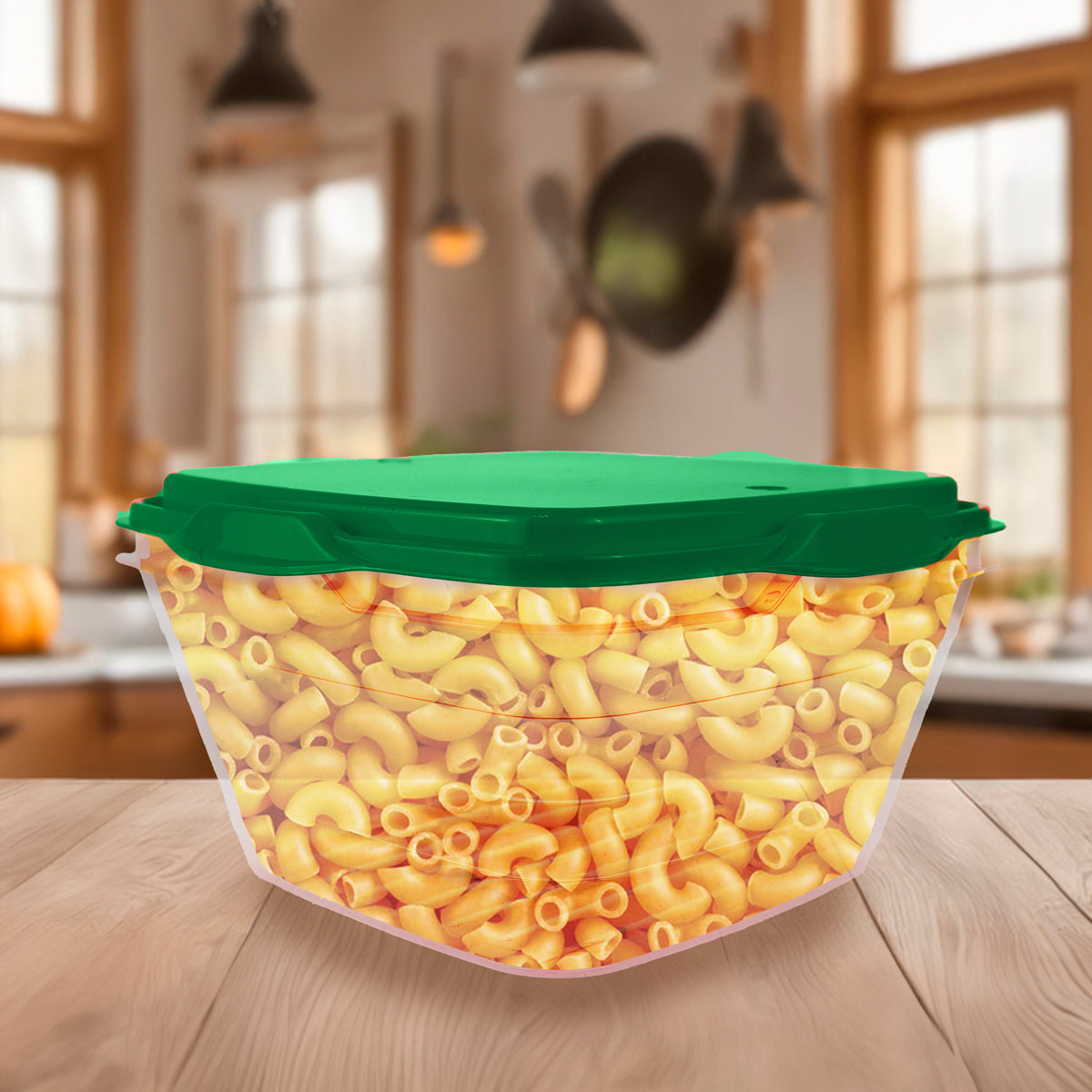 Contenedor Transparente, Tapa Color Verde, 1 L