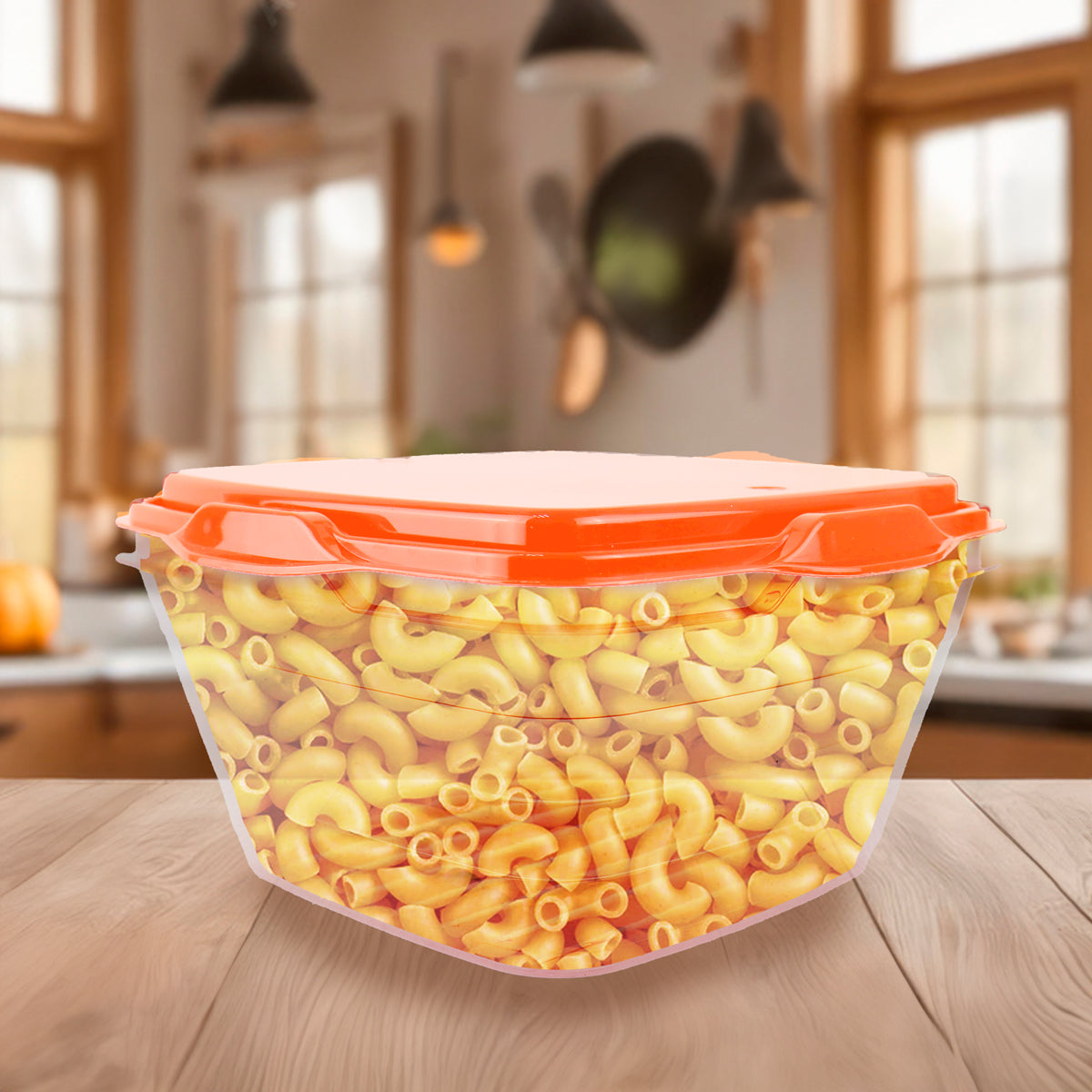 Contenedor Transparente, Tapa Color Naranja, 1.8 L