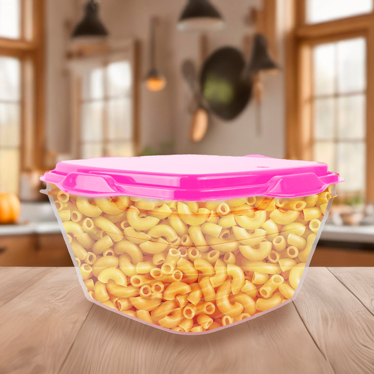 Contenedor Transparente, Tapa Color Rosa, 1.8 L