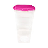 Contenedor Transparente, Tapa Color Rosa, 1.2 L