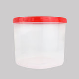 Contenedor Transparente Redondo, Tapa Color Rojo, 1.2 L