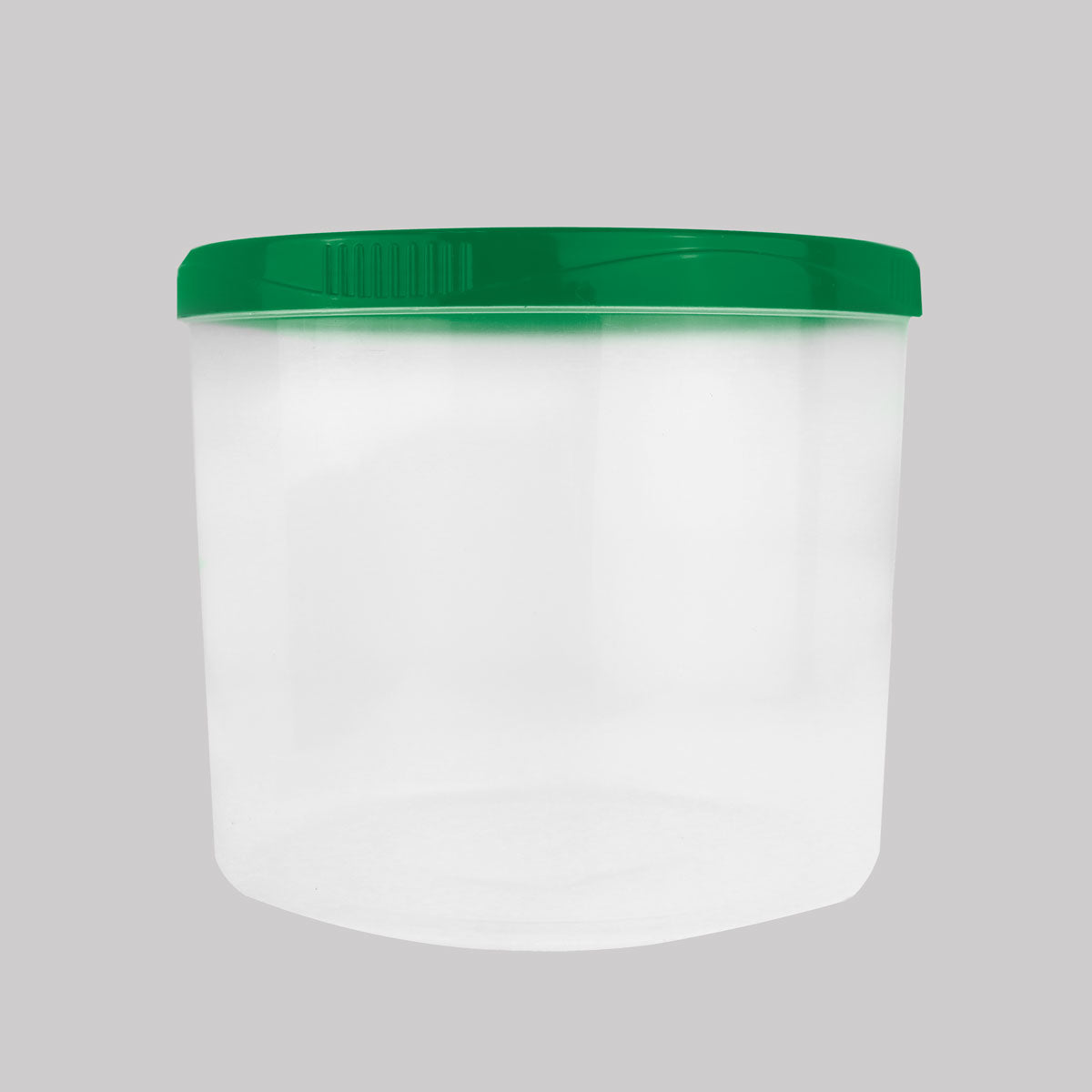 Contenedor Transparente Redondo, Tapa Color Verde, 1.2 L
