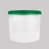 Contenedor Transparente Redondo, Tapa Color Verde, 1.2 L