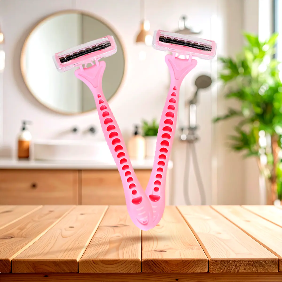 Rastrillo para Dama, 2 pzas, Color Rosa