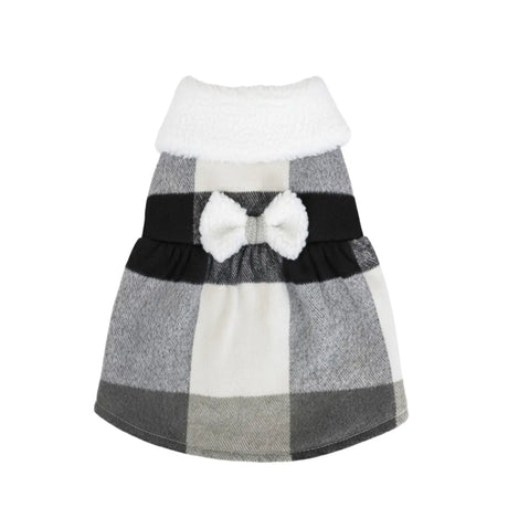 Vestido Invernal para Mascota, Diseño Cuadros, Color Negro y Blanco