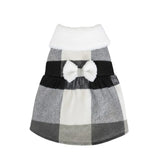 Vestido Invernal para Mascota, Diseño Cuadros, Color Blanco y Negro