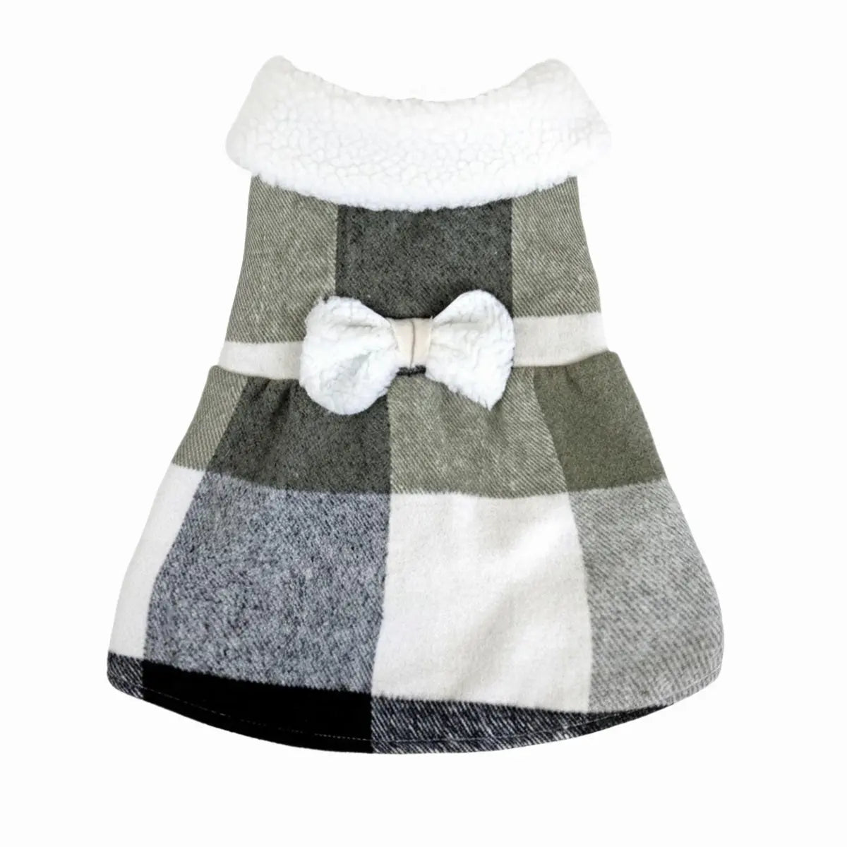 Vestido Invernal para Mascota, Diseño Cuadros, Color Negro