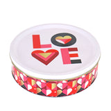 Caja Circular con Galletas "Love", color Rosa 300 gr.