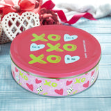 Caja Circular con Galletas "XOXO", color Rosa 300 gr.