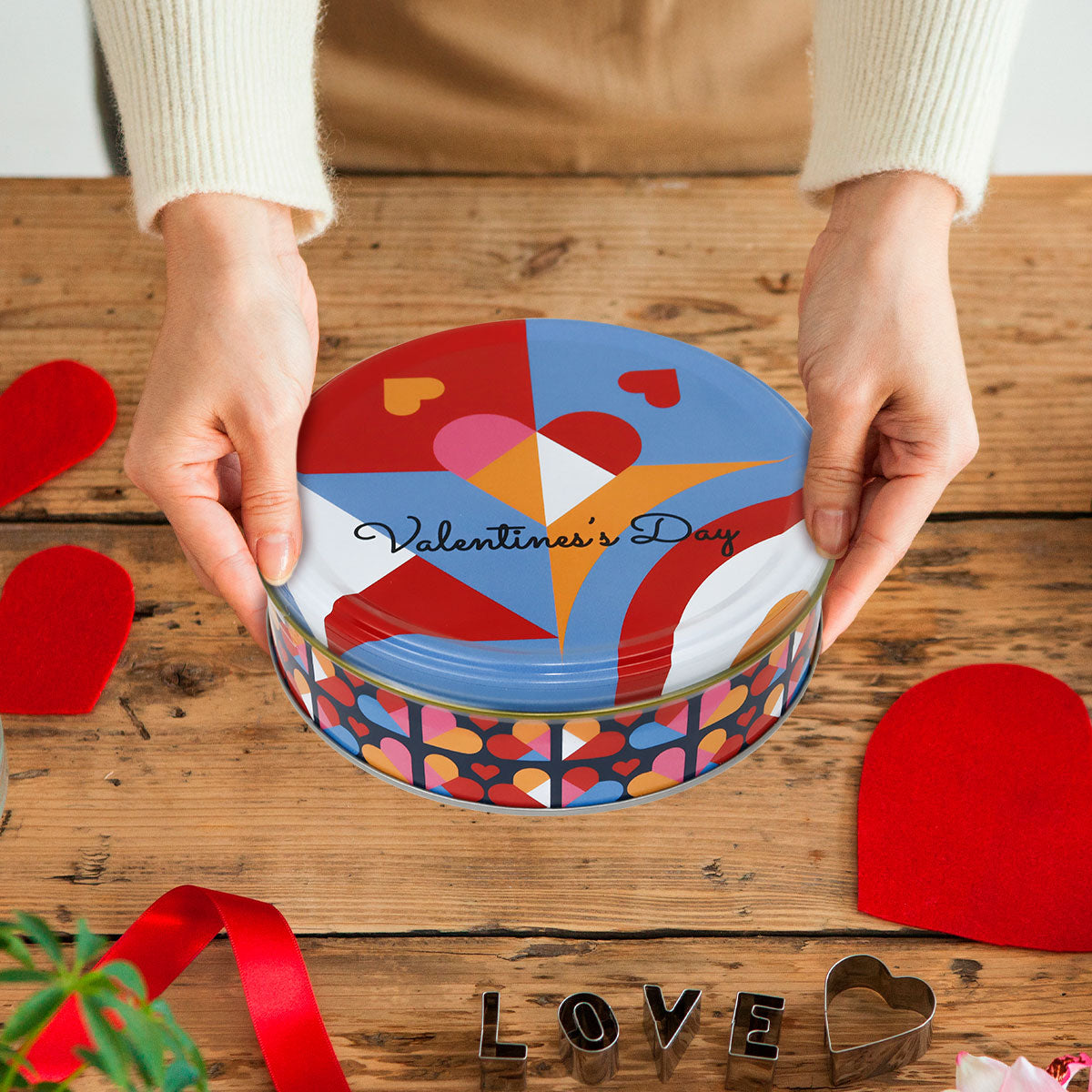 Caja Circular con Galletas "Valentines´s Day", 114 gr.