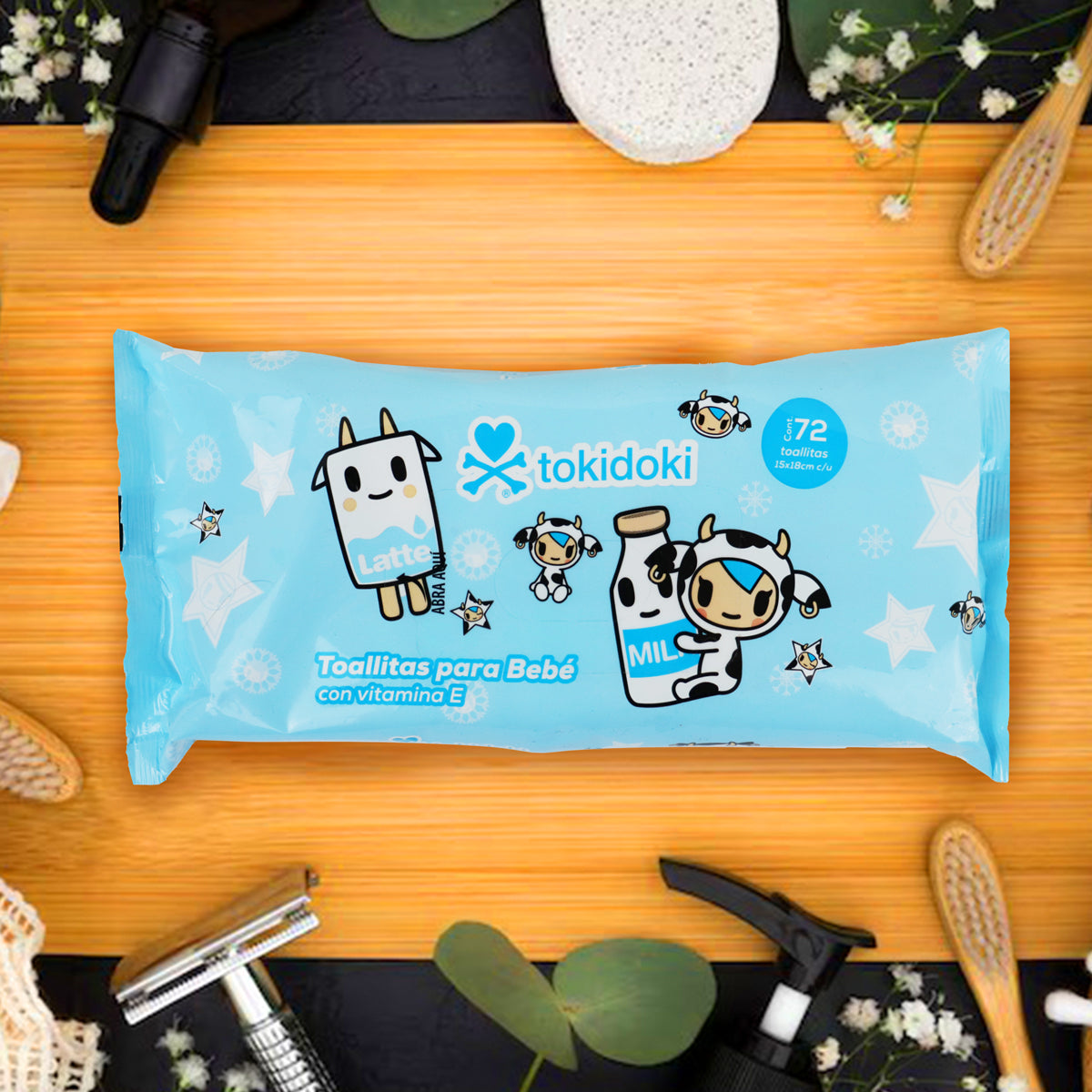 Toallitas Húmedas para Bebé con Vitamina E, Tokidoki, 72 pzas