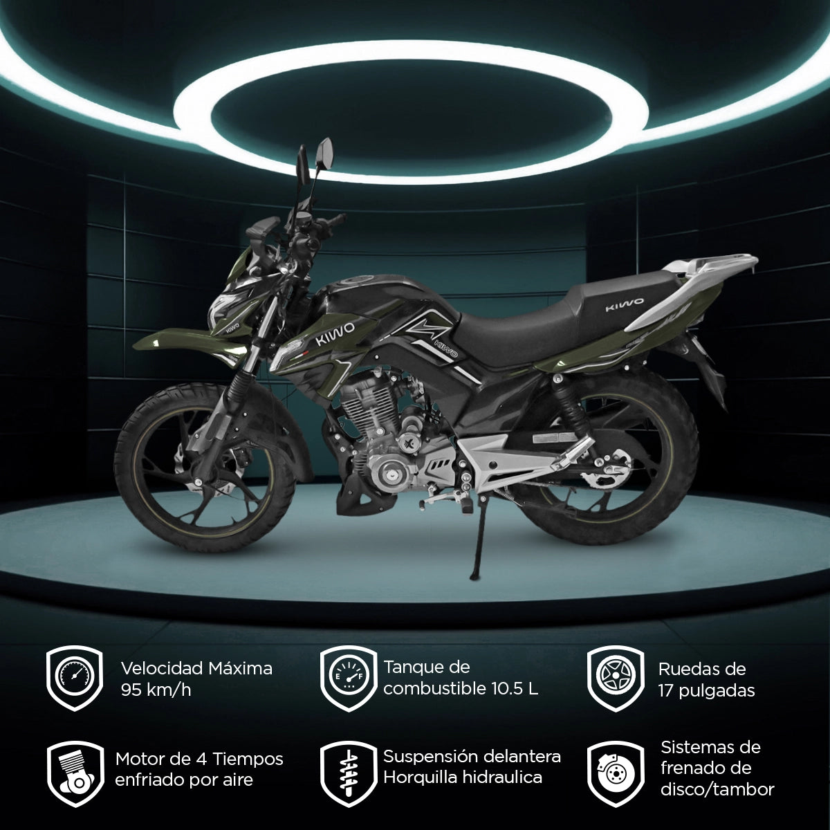 Motocicleta Kiwo Kaze 200 2025, Color Verde