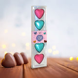 Caja de Chocolates en Forma de Corazón Rosa con Azul, 5 piezas 32.5 gr.