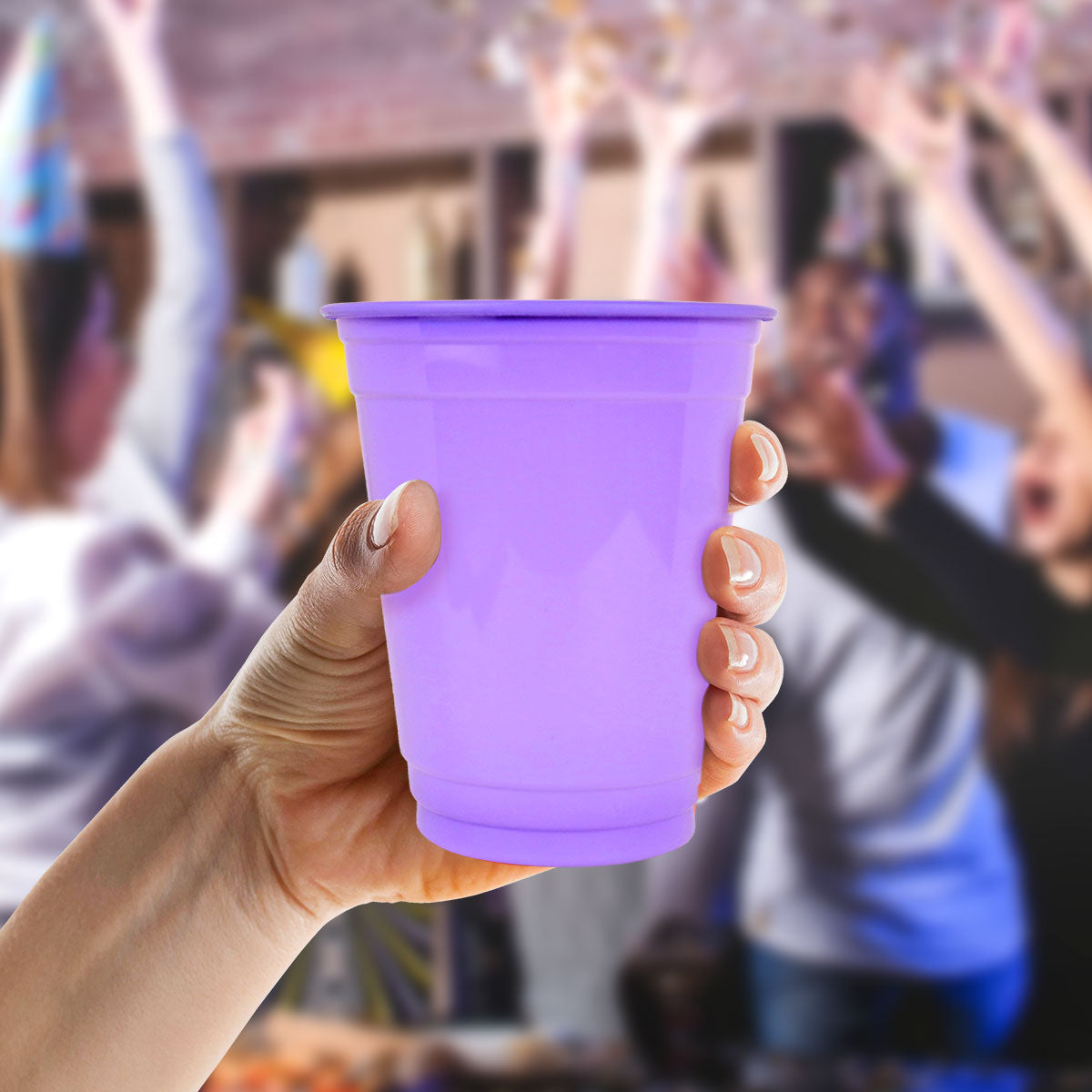 Vaso de Plástico para Fiesta, Color Morado, 40 pzas, 470ml