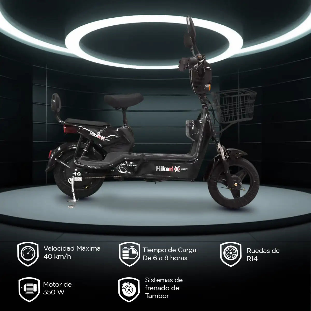 Bicicleta Eléctrica Negra Kiwo GY801