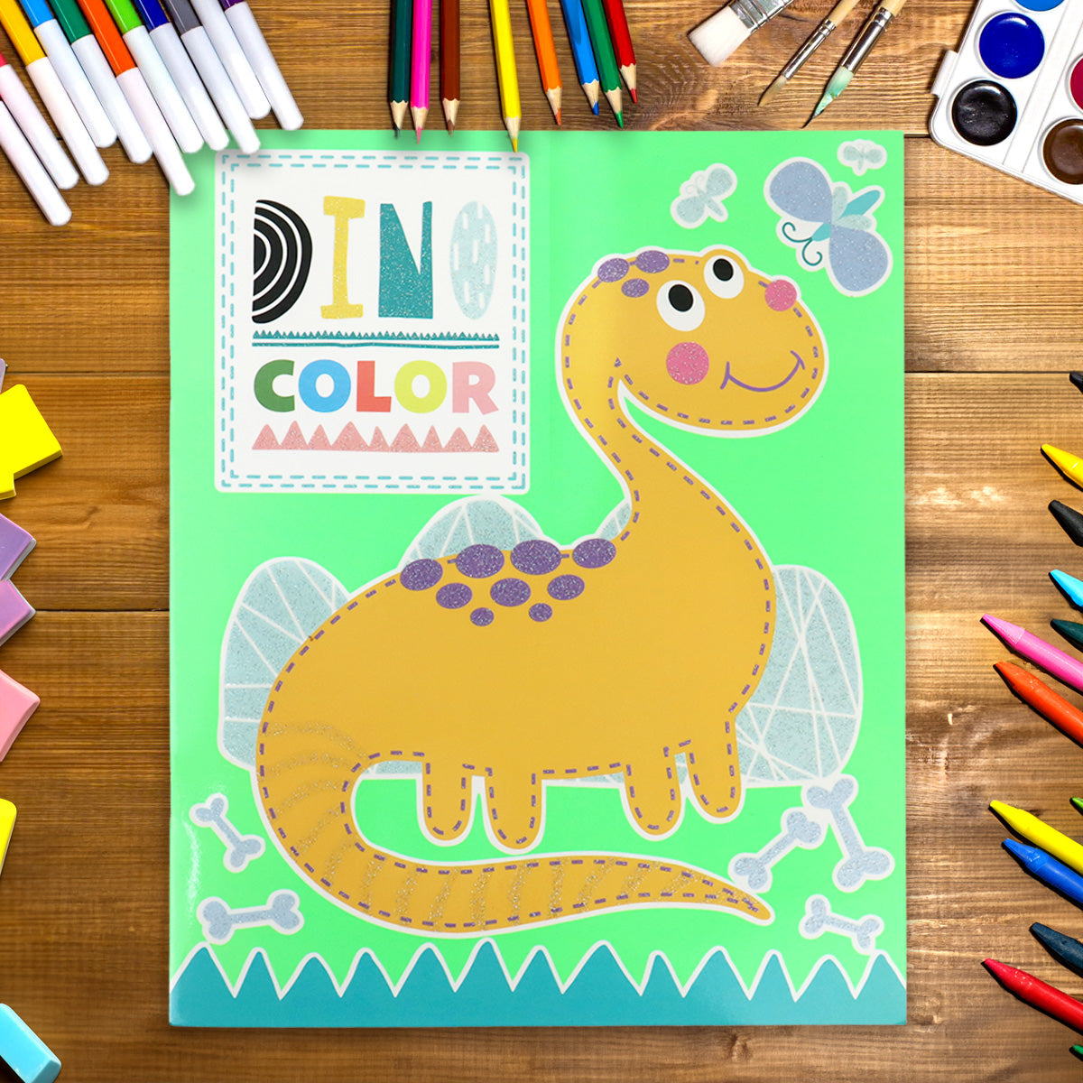 Libro para Colorear, Dino Color Amarillo 32 pg.