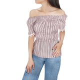 Blusa con Corte Campesino para Dama, color Café