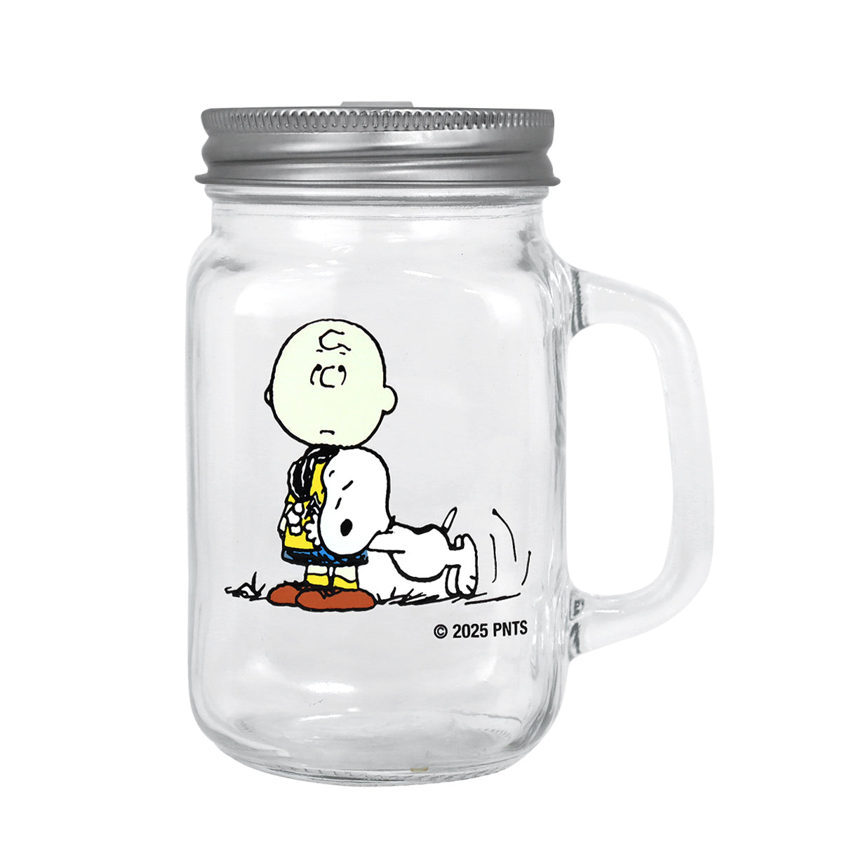 Vaso Mason Jar, Snoopy y Charlie Brown