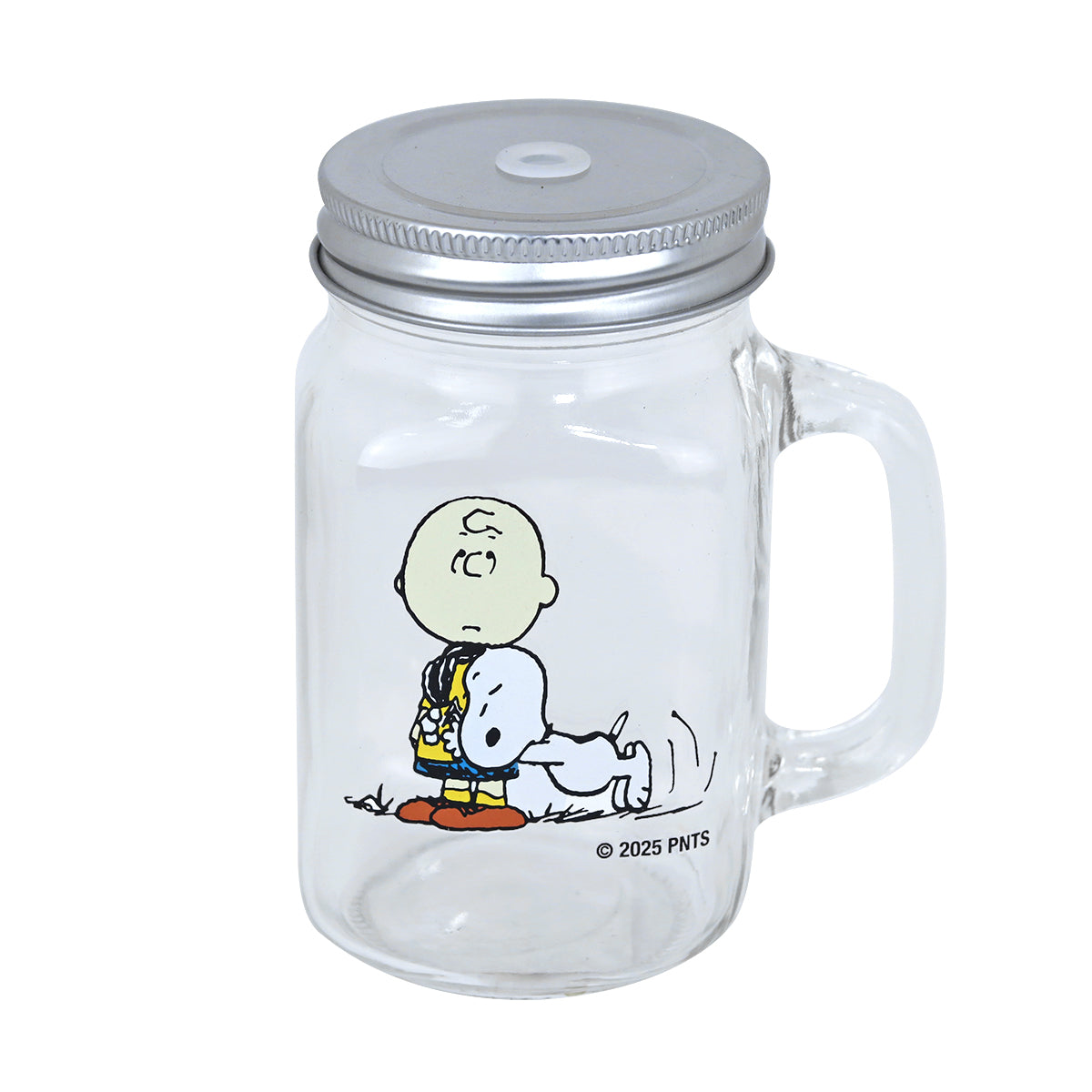 Vaso Mason Jar, Snoopy y Charlie Brown