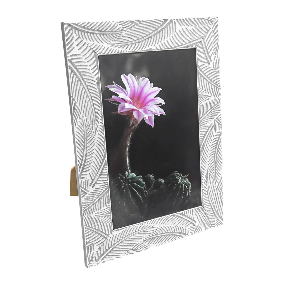 Portarretrato con Marco, Diseño Hojas, Color Gris, 10x15cm
